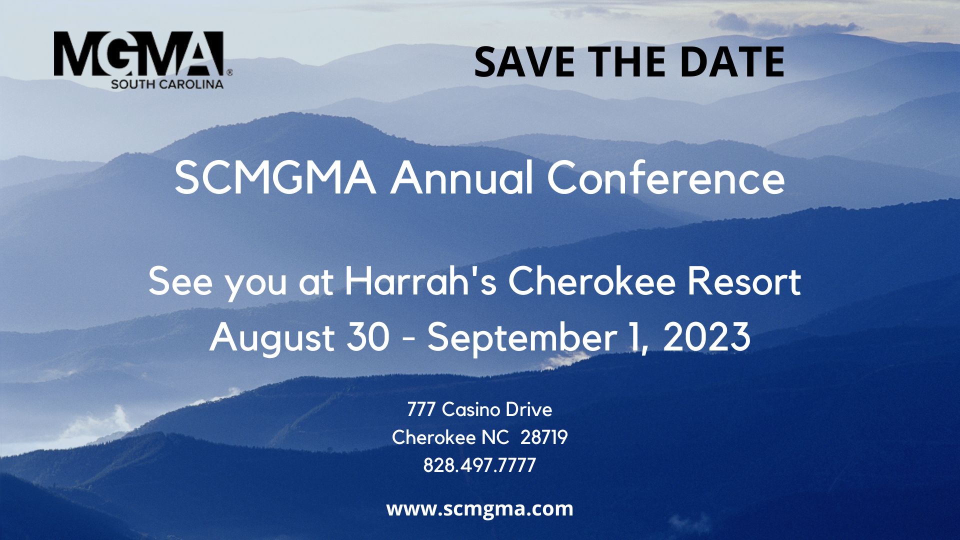 Save The Date SCMGMA 2023 Conference